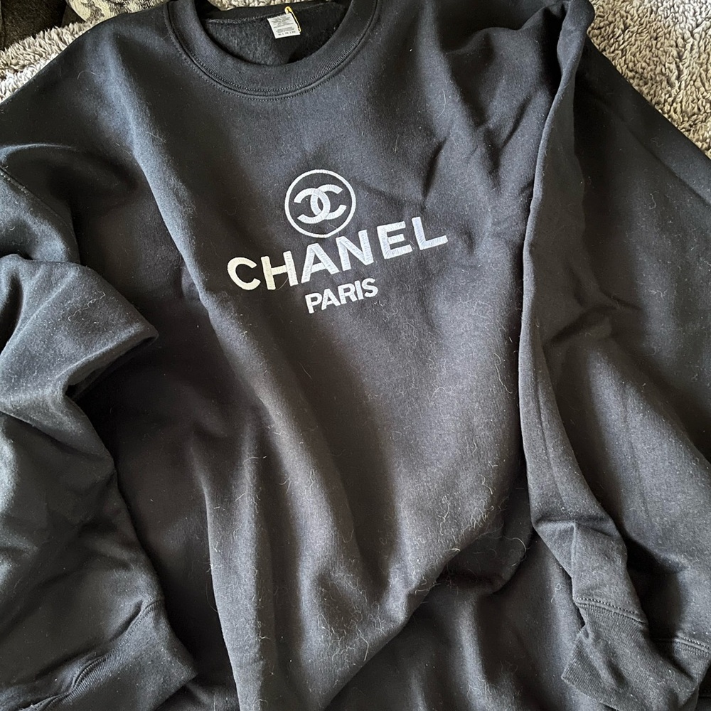 Black crewneck with fun logo